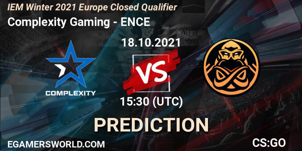 Prognose für das Spiel Complexity Gaming VS ENCE. 18.10.2021 at 15:30. Counter-Strike (CS2) - IEM Winter 2021 Europe Closed Qualifier
