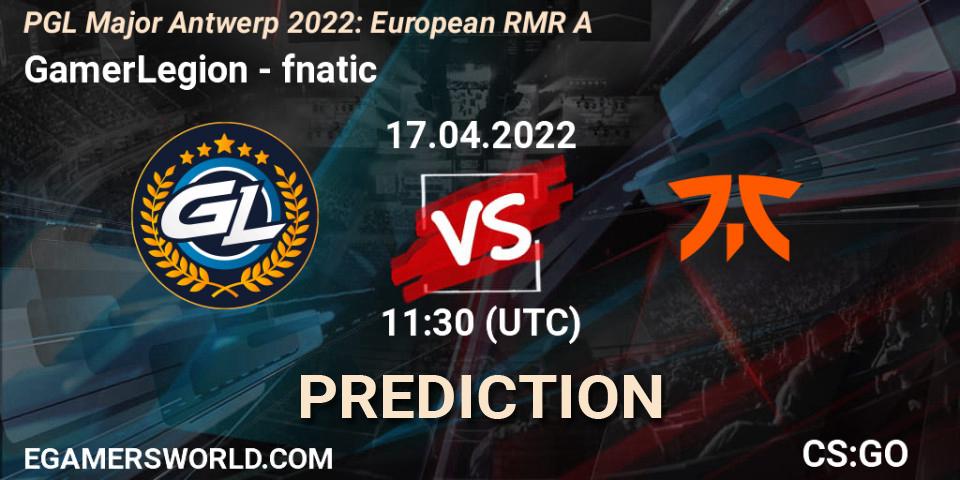 Prognose für das Spiel GamerLegion VS fnatic. 17.04.22. CS2 (CS:GO) - PGL Major Antwerp 2022: European RMR A