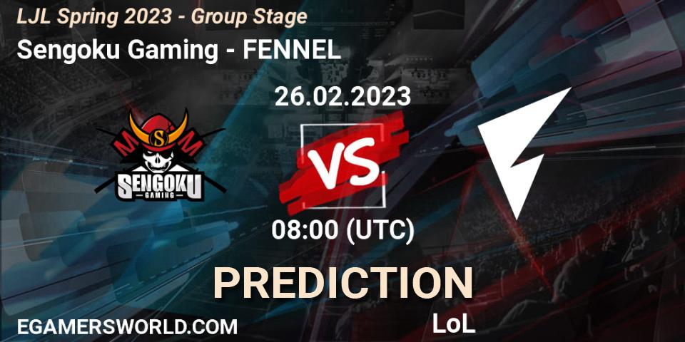 Prognose für das Spiel Sengoku Gaming VS FENNEL. 26.02.2023 at 08:00. LoL - LJL Spring 2023 - Group Stage