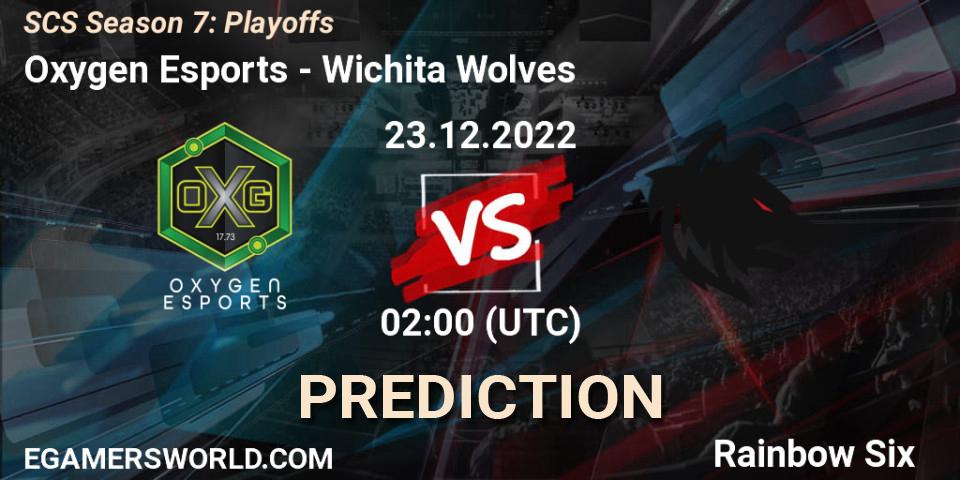 Prognose für das Spiel Oxygen Esports VS Wichita Wolves. 23.12.2022 at 02:00. Rainbow Six - SCS Season 7: Playoffs