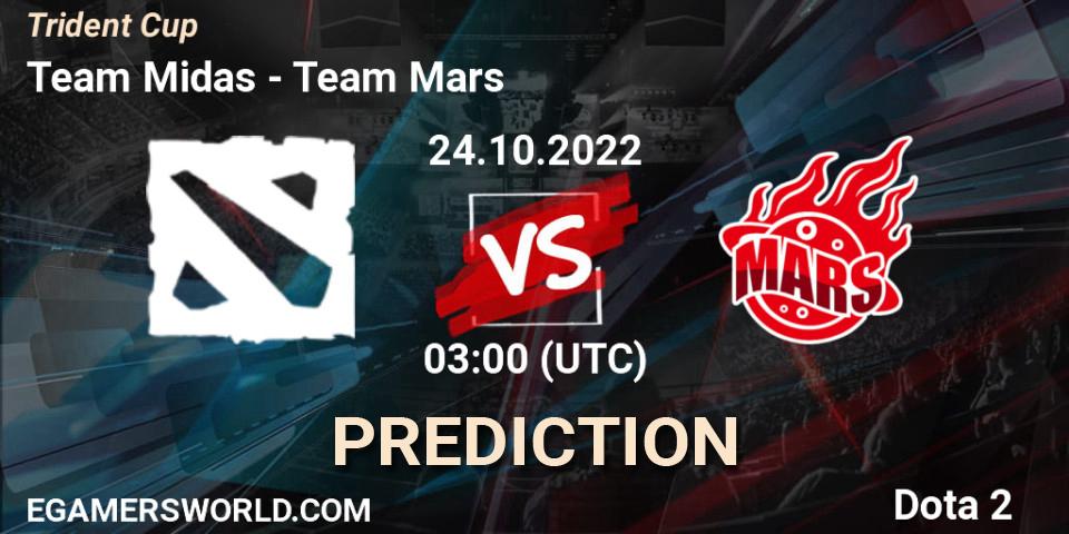 Prognose für das Spiel Team Midas VS Team Mars. 24.10.2022 at 02:59. Dota 2 - Trident Cup