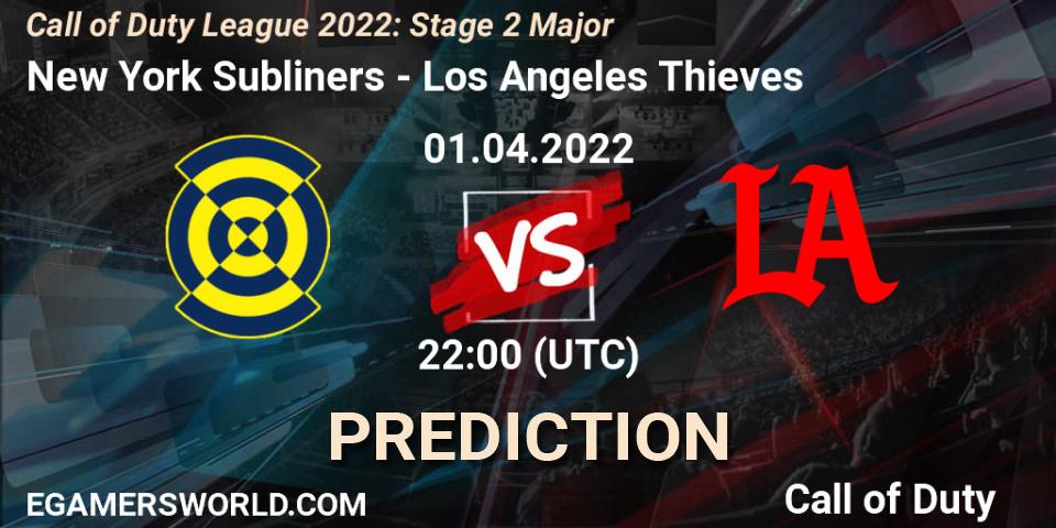 Prognose für das Spiel New York Subliners VS Los Angeles Thieves. 01.04.22. Call of Duty - Call of Duty League 2022: Stage 2 Major
