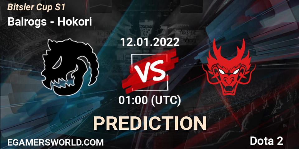 Prognose für das Spiel Balrogs VS Hokori. 13.01.22. Dota 2 - Bitsler Cup S1