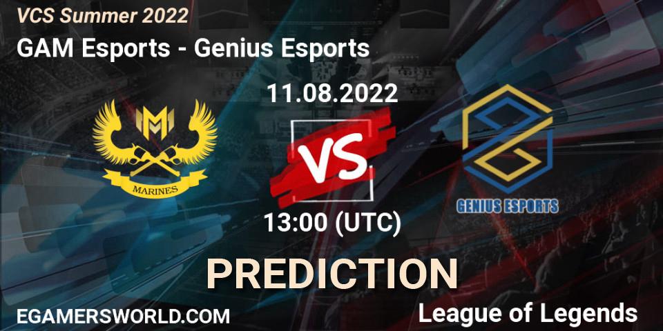 Prognose für das Spiel GAM Esports VS Genius Esports. 11.08.2022 at 13:00. LoL - VCS Summer 2022