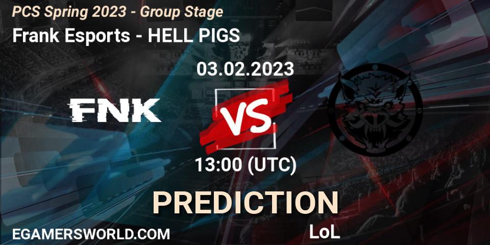 Prognose für das Spiel Frank Esports VS HELL PIGS. 03.02.2023 at 13:40. LoL - PCS Spring 2023 - Group Stage