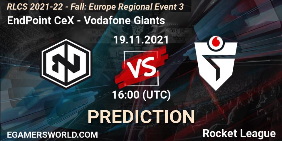 Prognose für das Spiel EndPoint CeX VS Vodafone Giants. 19.11.21. Rocket League - RLCS 2021-22 - Fall: Europe Regional Event 3