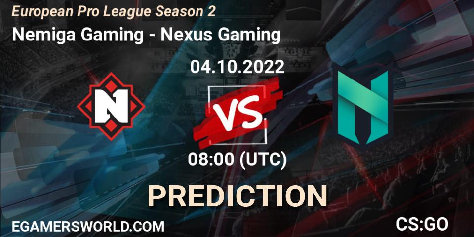 Prognose für das Spiel Nemiga Gaming VS Nexus Gaming. 04.10.22. CS2 (CS:GO) - European Pro League Season 2