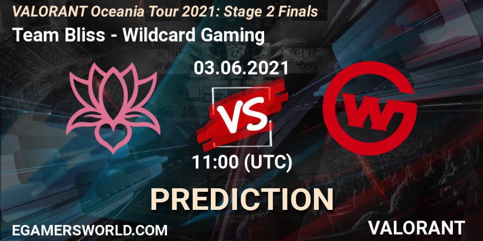 Prognose für das Spiel Team Bliss VS Wildcard Gaming. 03.06.2021 at 11:00. VALORANT - VALORANT Oceania Tour 2021: Stage 2 Finals
