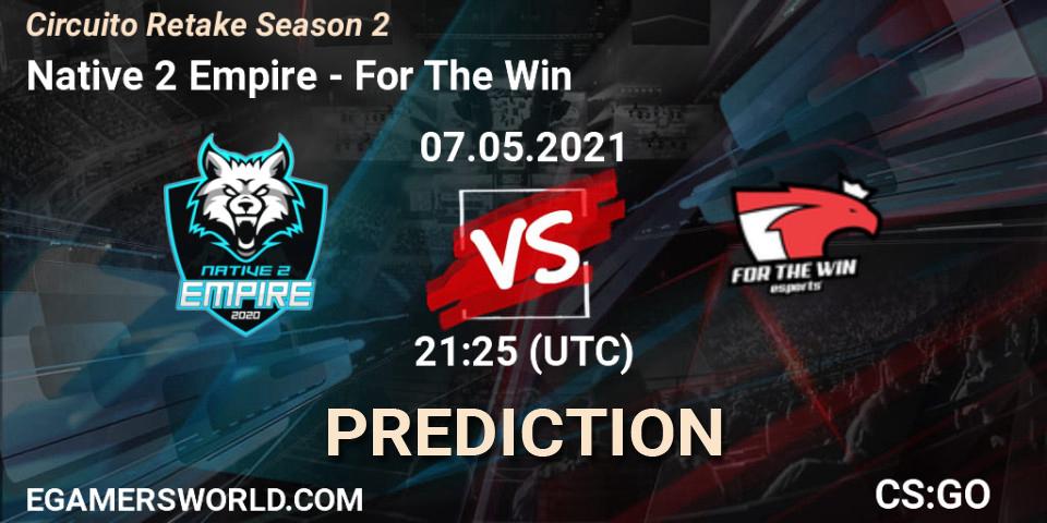 Prognose für das Spiel Native 2 Empire VS For The Win. 07.05.2021 at 21:25. Counter-Strike (CS2) - Circuito Retake Season 2