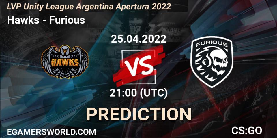 Prognose für das Spiel Hawks VS Furious. 25.04.22. CS2 (CS:GO) - LVP Unity League Argentina Apertura 2022