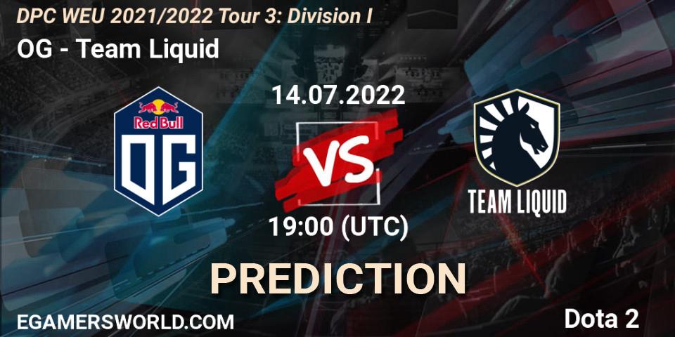 Prognose für das Spiel OG VS Team Liquid. 14.07.22. Dota 2 - DPC WEU 2021/2022 Tour 3: Division I