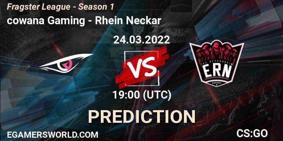 Prognose für das Spiel cowana Gaming VS Rhein Neckar. 24.03.2022 at 19:00. Counter-Strike (CS2) - Fragster League - Season 1