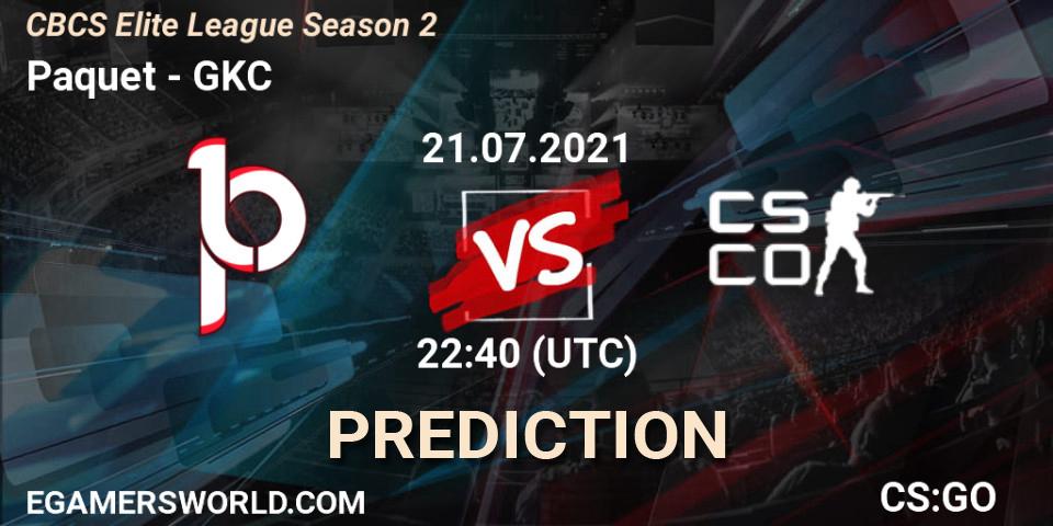 Prognose für das Spiel Paquetá VS GKC. 21.07.2021 at 22:40. Counter-Strike (CS2) - CBCS Elite League Season 2