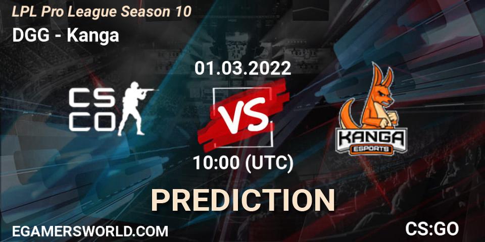 Prognose für das Spiel DGG Esports VS Kanga. 01.03.2022 at 10:00. Counter-Strike (CS2) - LPL Pro League 2022 Season 1