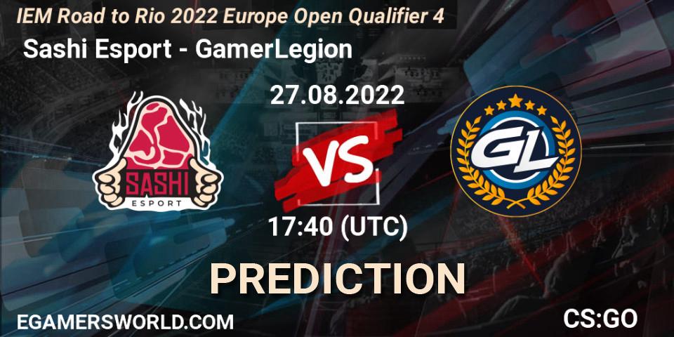 Prognose für das Spiel Sashi Esport VS GamerLegion. 27.08.2022 at 17:40. Counter-Strike (CS2) - IEM Road to Rio 2022 Europe Open Qualifier 4