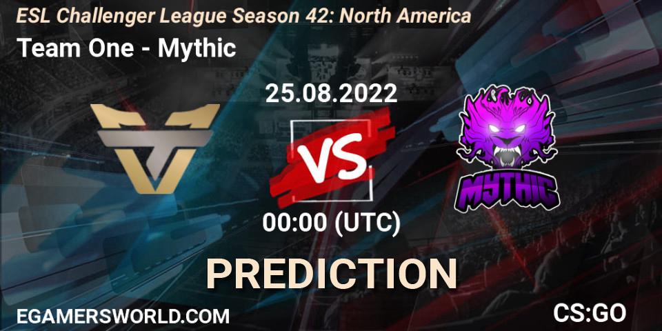 Prognose für das Spiel Team One VS Mythic. 25.08.22. CS2 (CS:GO) - ESL Challenger League Season 42: North America