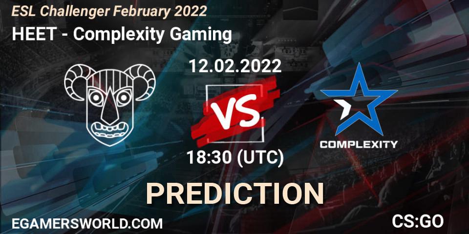Prognose für das Spiel HEET VS Complexity Gaming. 12.02.2022 at 18:30. Counter-Strike (CS2) - ESL Challenger February 2022