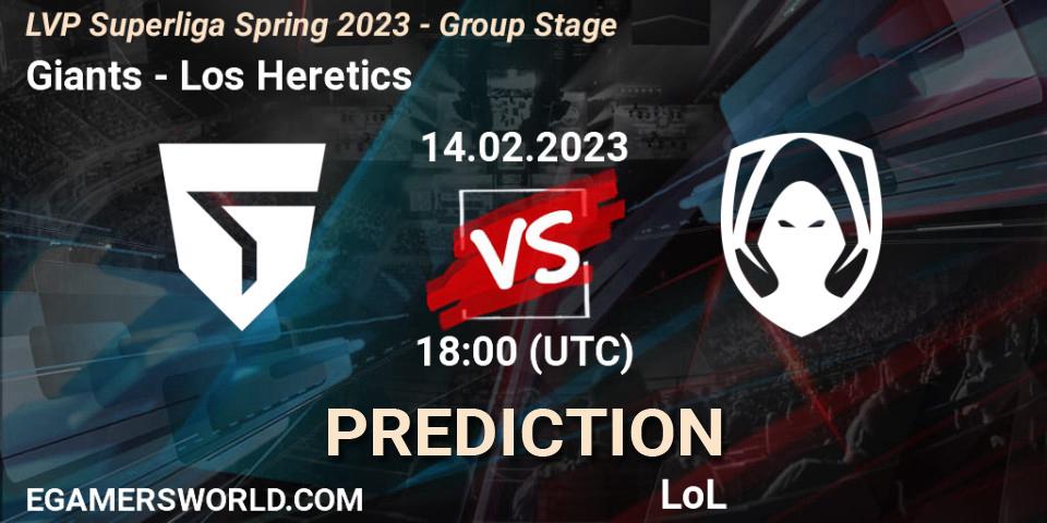 Prognose für das Spiel Giants VS Los Heretics. 14.02.23. LoL - LVP Superliga Spring 2023 - Group Stage