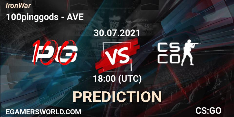 Prognose für das Spiel 100pinggods VS AVE. 30.07.2021 at 18:10. Counter-Strike (CS2) - IronWar