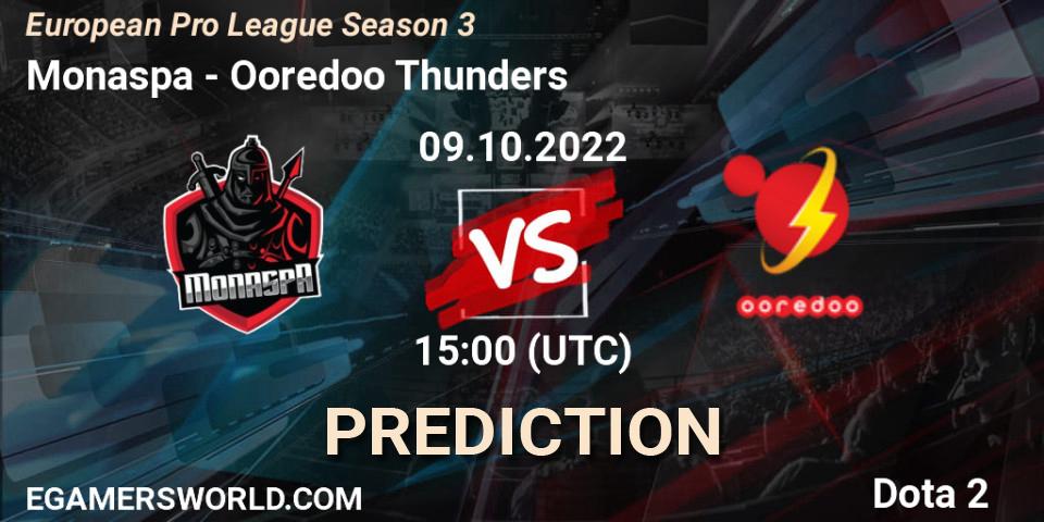 Prognose für das Spiel Monaspa VS Ooredoo Thunders. 09.10.22. Dota 2 - European Pro League Season 3 