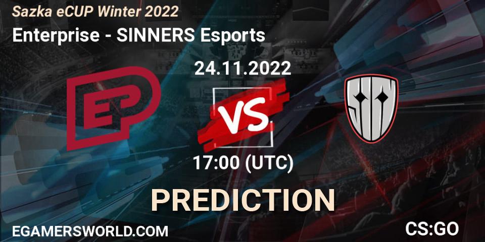 Prognose für das Spiel Enterprise VS SINNERS Esports. 24.11.2022 at 17:00. Counter-Strike (CS2) - Sazka eCUP Winter 2022