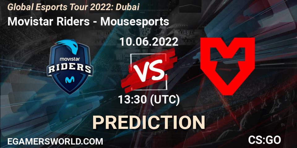 Prognose für das Spiel Movistar Riders VS Mousesports. 10.06.22. CS2 (CS:GO) - Global Esports Tour 2022: Dubai
