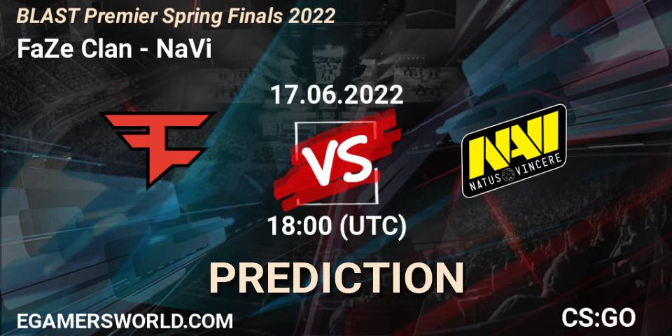 Prognose für das Spiel FaZe Clan VS NaVi. 17.06.2022 at 14:30. Counter-Strike (CS2) - BLAST Premier Spring Finals 2022 