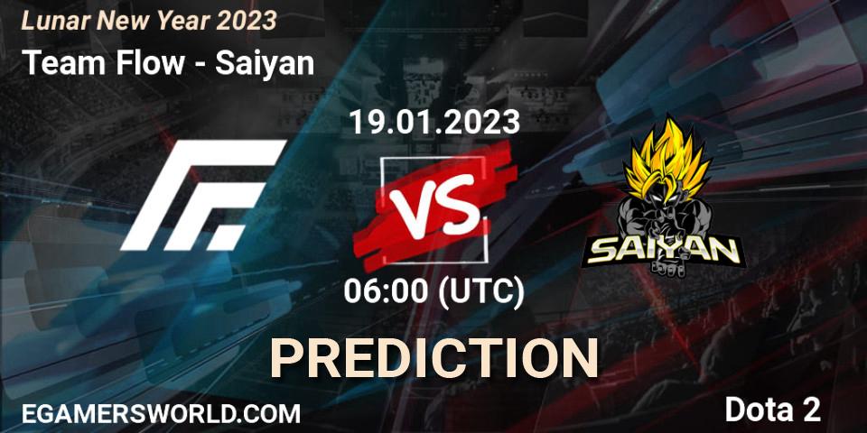 Prognose für das Spiel Team Flow VS Saiyan. 19.01.2023 at 06:09. Dota 2 - Lunar New Year 2023