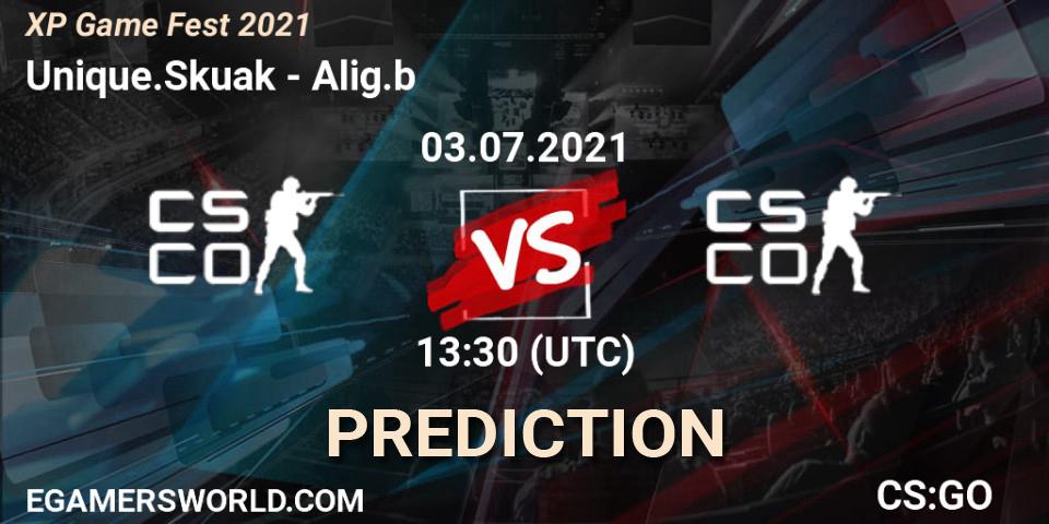 Prognose für das Spiel Unique.Skuak VS Alig.b. 03.07.2021 at 14:10. Counter-Strike (CS2) - XP Game Fest 2021