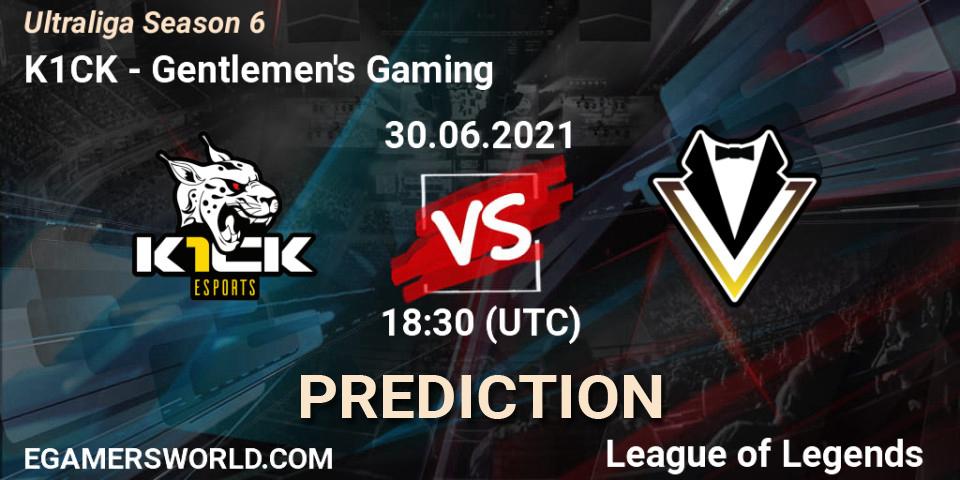 Prognose für das Spiel K1CK VS Gentlemen's Gaming. 09.06.2021 at 16:30. LoL - Ultraliga Season 6