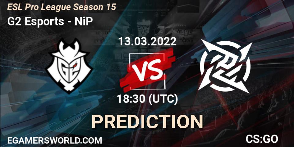 Prognose für das Spiel G2 Esports VS NiP. 13.03.22. CS2 (CS:GO) - ESL Pro League Season 15