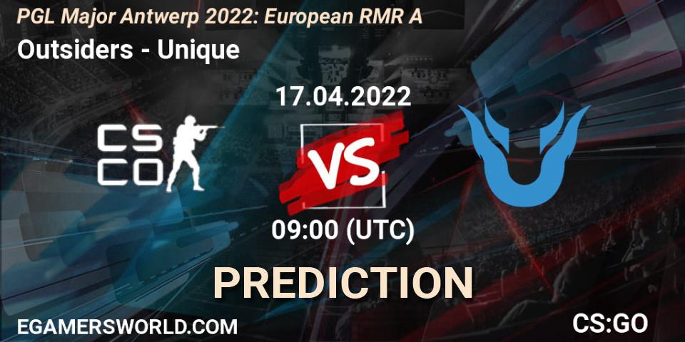 Prognose für das Spiel Outsiders VS Unique. 17.04.22. CS2 (CS:GO) - PGL Major Antwerp 2022: European RMR A