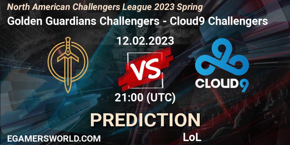 Prognose für das Spiel Golden Guardians Challengers VS Cloud9 Challengers. 12.02.23. LoL - NACL 2023 Spring - Group Stage