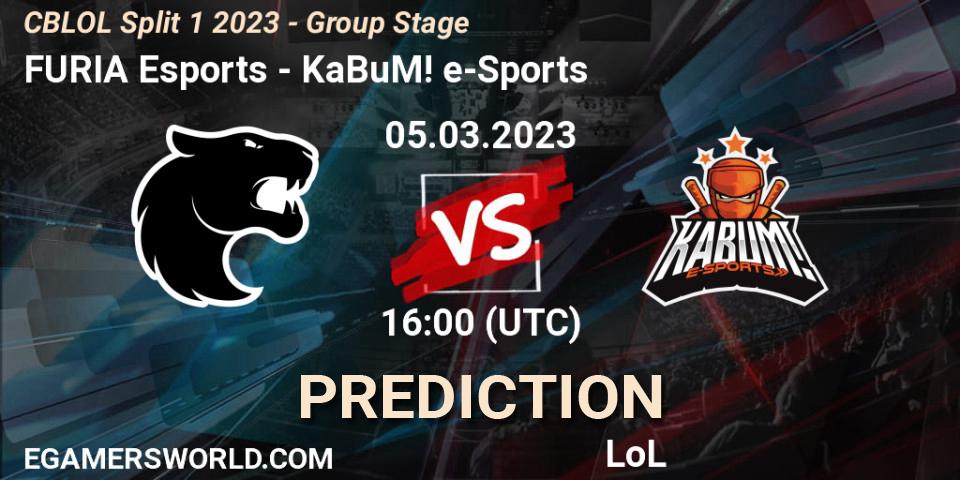 Prognose für das Spiel FURIA Esports VS KaBuM! e-Sports. 05.03.23. LoL - CBLOL Split 1 2023 - Group Stage
