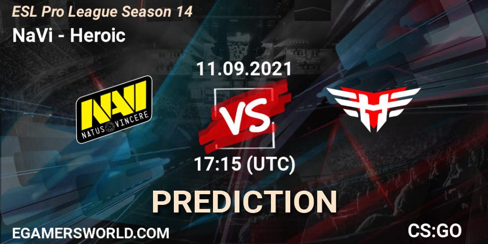 Prognose für das Spiel NaVi VS Heroic. 11.09.21. CS2 (CS:GO) - ESL Pro League Season 14