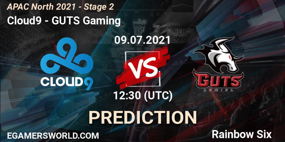 Prognose für das Spiel Cloud9 VS GUTS Gaming. 09.07.2021 at 11:50. Rainbow Six - APAC North 2021 - Stage 2
