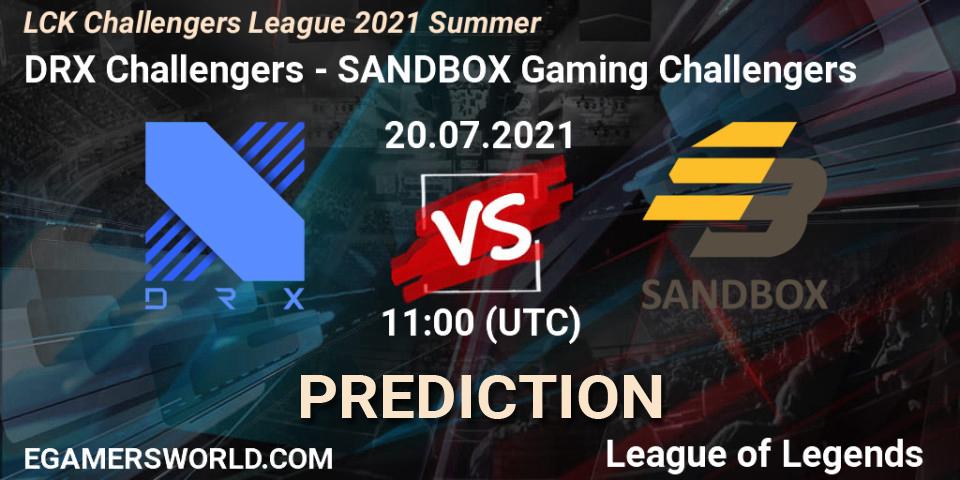Prognose für das Spiel DRX Challengers VS SANDBOX Gaming Challengers. 20.07.2021 at 12:00. LoL - LCK Challengers League 2021 Summer