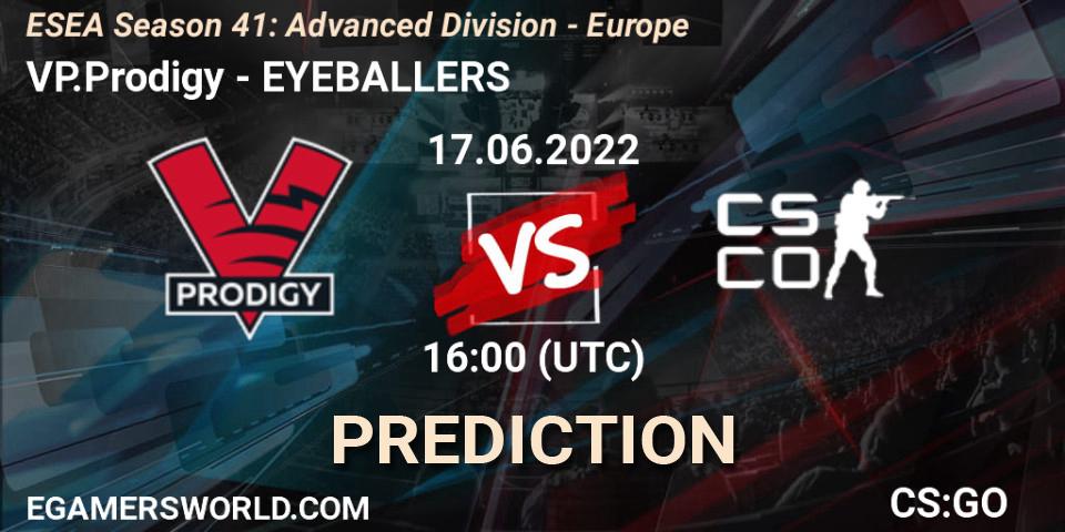 Prognose für das Spiel VP.Prodigy VS EYEBALLERS. 17.06.2022 at 15:00. Counter-Strike (CS2) - ESEA Season 41: Advanced Division - Europe