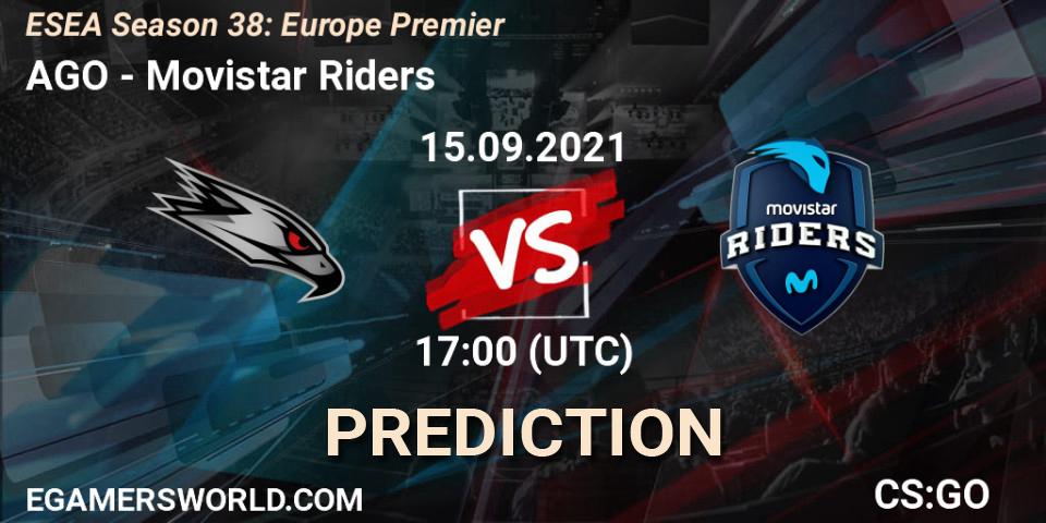 Prognose für das Spiel AGO VS Movistar Riders. 15.09.21. CS2 (CS:GO) - ESEA Season 38: Europe Premier