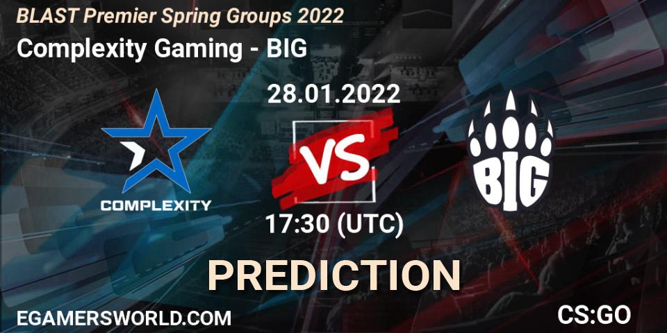 Prognose für das Spiel Complexity Gaming VS BIG. 28.01.22. CS2 (CS:GO) - BLAST Premier Spring Groups 2022