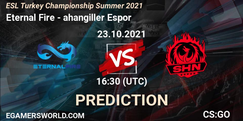 Prognose für das Spiel Eternal Fire VS Şahangiller Espor. 23.10.2021 at 16:30. Counter-Strike (CS2) - ESL Türkiye Şampiyonası: Summer 2021