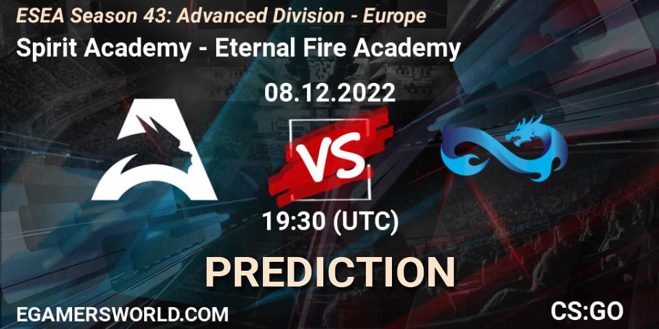 Prognose für das Spiel Spirit Academy VS Eternal Fire Academy. 08.12.22. CS2 (CS:GO) - ESEA Season 43: Advanced Division - Europe