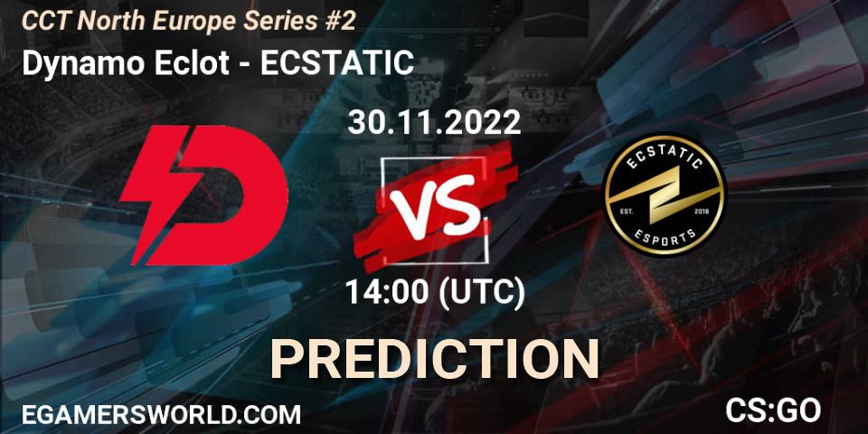 Prognose für das Spiel Dynamo Eclot VS ECSTATIC. 30.11.2022 at 14:00. Counter-Strike (CS2) - CCT North Europe Series #2