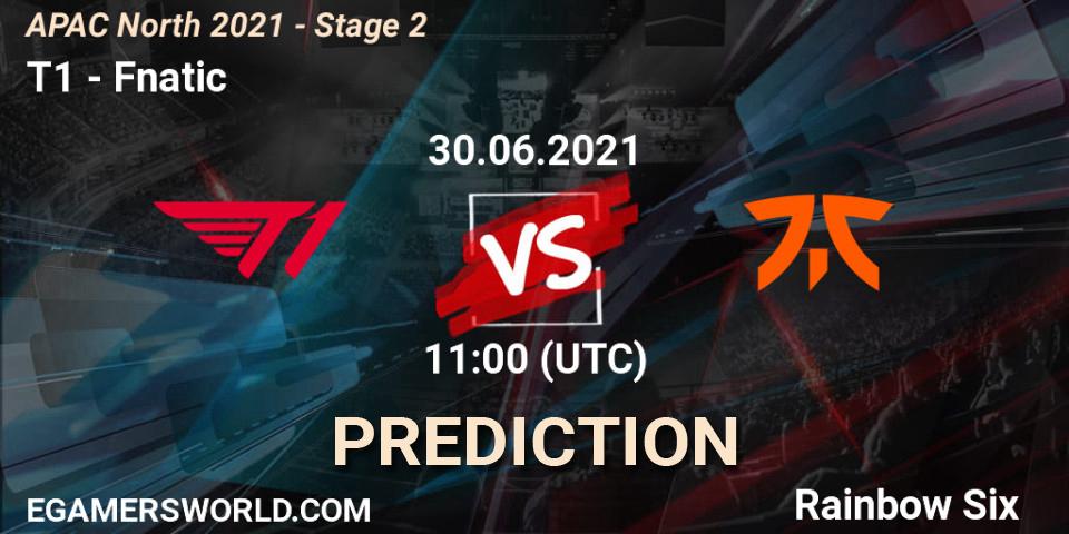 Prognose für das Spiel T1 VS Fnatic. 30.06.2021 at 11:00. Rainbow Six - APAC North 2021 - Stage 2