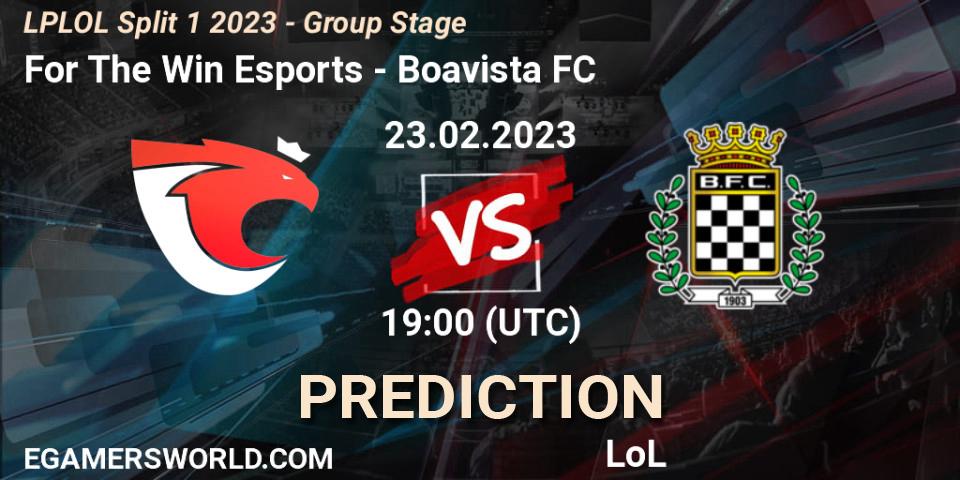 Prognose für das Spiel For The Win Esports VS Boavista FC. 23.02.2023 at 19:00. LoL - LPLOL Split 1 2023 - Group Stage