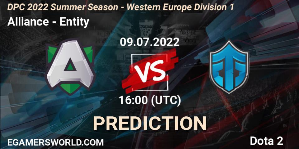 Prognose für das Spiel Alliance VS Entity. 09.07.22. Dota 2 - DPC WEU 2021/2022 Tour 3: Division I