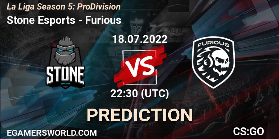 Prognose für das Spiel Stone Esports VS Furious. 18.07.2022 at 22:45. Counter-Strike (CS2) - La Liga Season 5: Pro Division