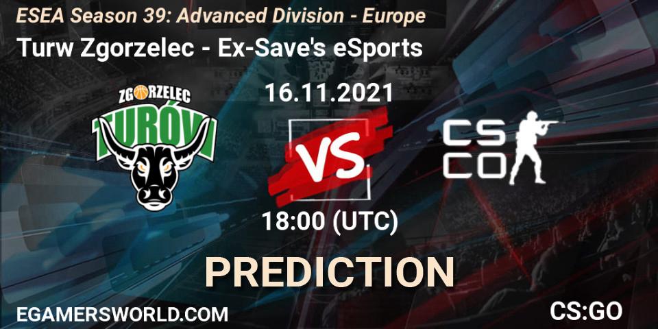 Prognose für das Spiel Turów Zgorzelec VS Ex-Save's eSports. 16.11.2021 at 18:00. Counter-Strike (CS2) - ESEA Season 39: Advanced Division - Europe