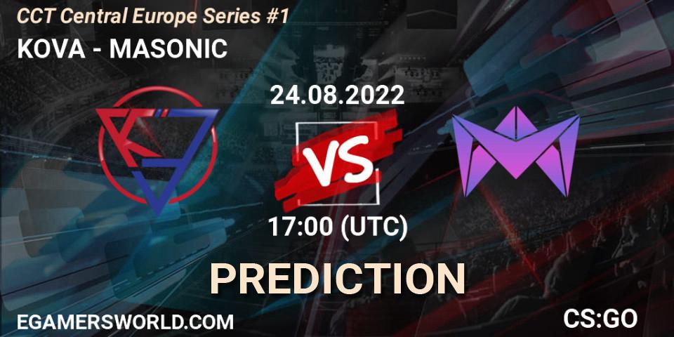 Prognose für das Spiel KOVA VS MASONIC. 24.08.2022 at 20:00. Counter-Strike (CS2) - CCT Central Europe Series #1
