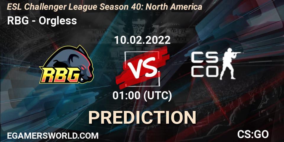 Prognose für das Spiel RBG VS Orgless. 10.02.22. CS2 (CS:GO) - ESL Challenger League Season 40: North America